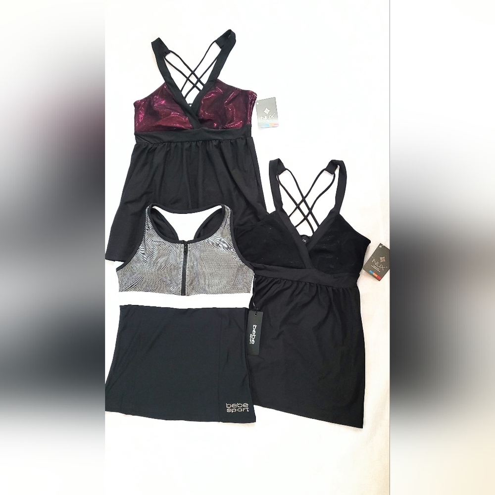 NWT! Bebe Yoga/Nux Starlet Fall Cami Women's Medium Athletic Tank Fitness Bundle